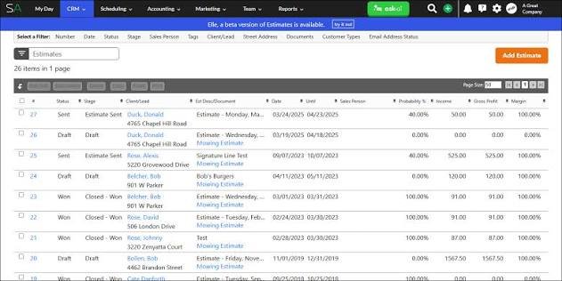 Estimates & Proposals feature of service autopilot