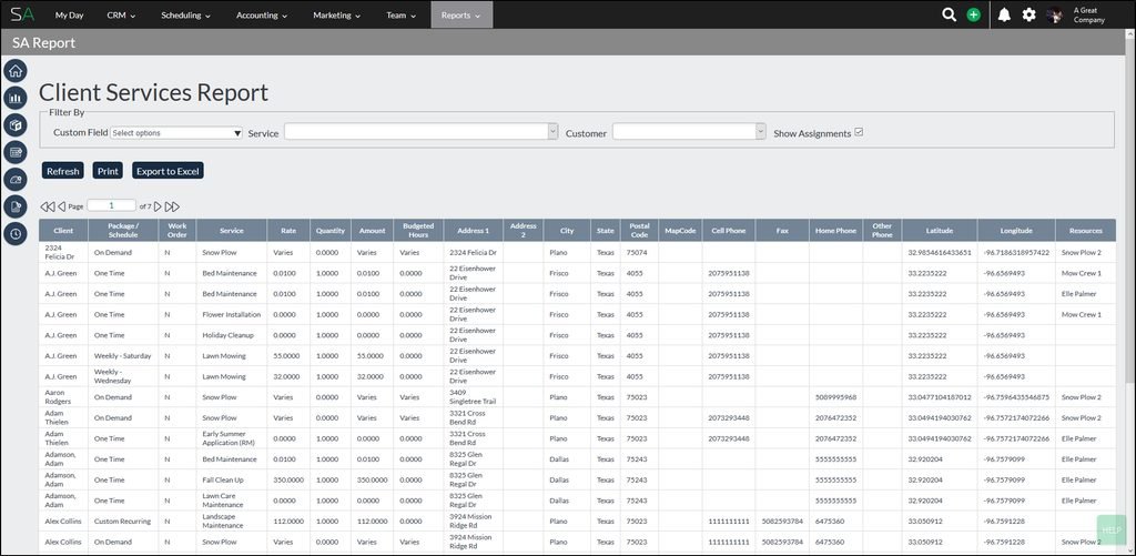 client services report service autopilot